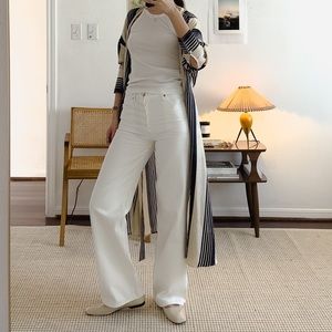 Citizens of Humanity Annina High Rise Wide White Denim in Idyl Size 26